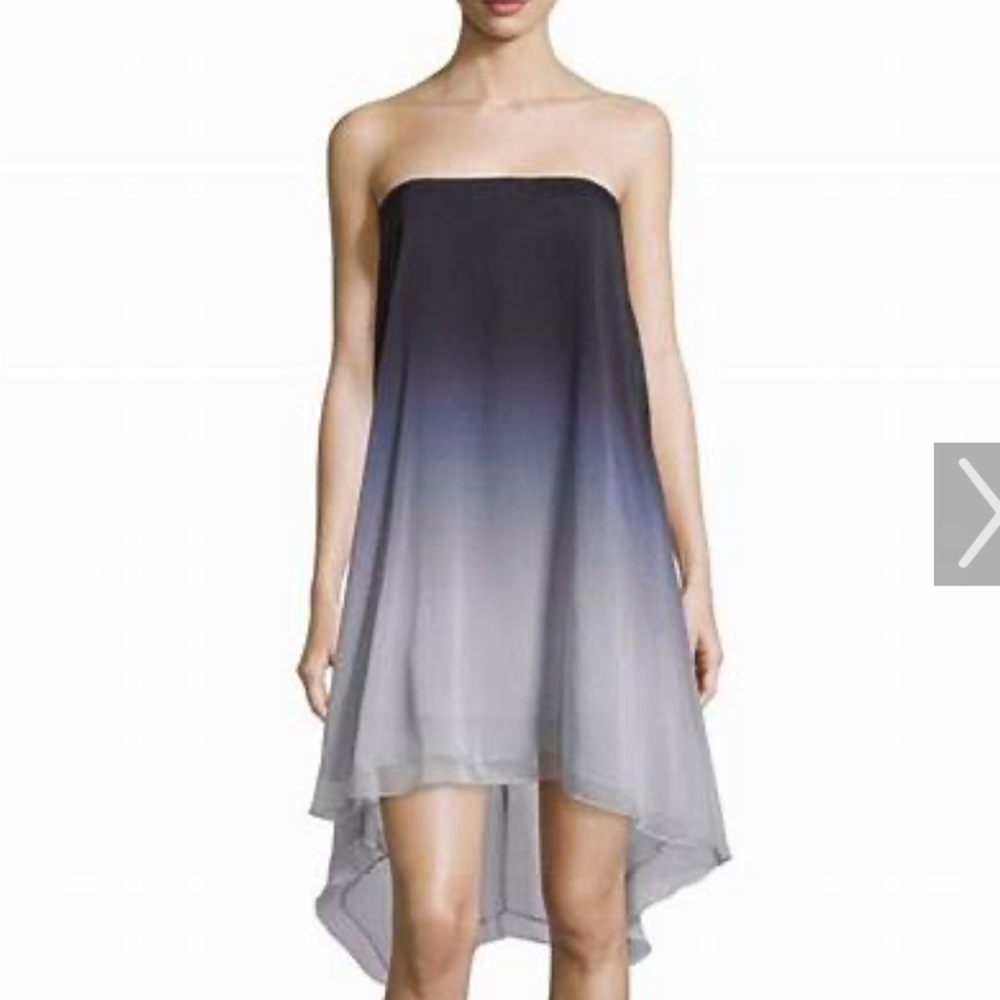 Halston Heritage Black and Gray Ombre High-Low Skirt